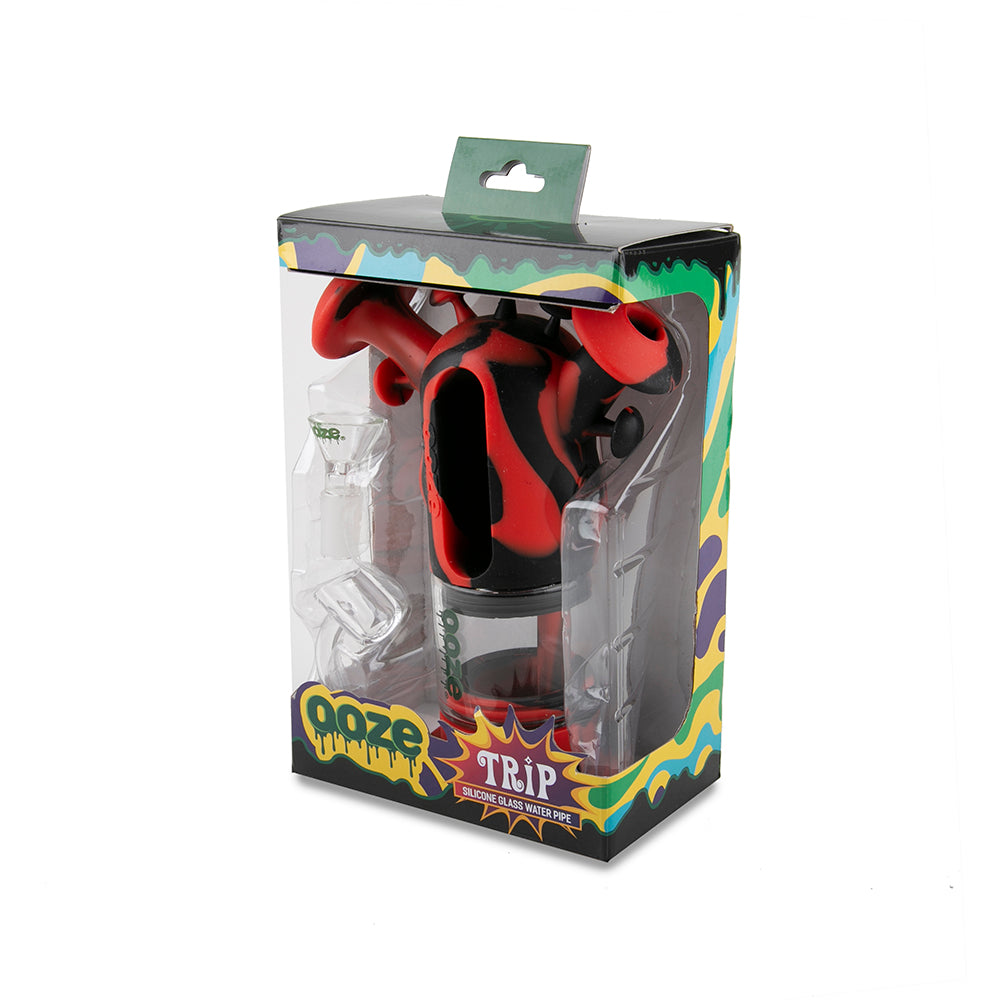 Ooze Trip Pipe Silicone Bubbler - Black / Red