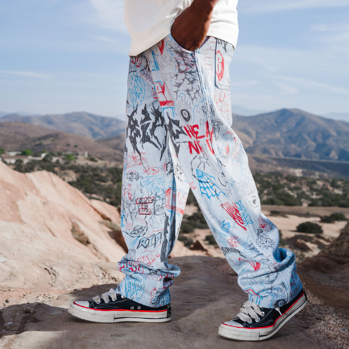 Marker Wide Fit Pants (Light Wash Denim)