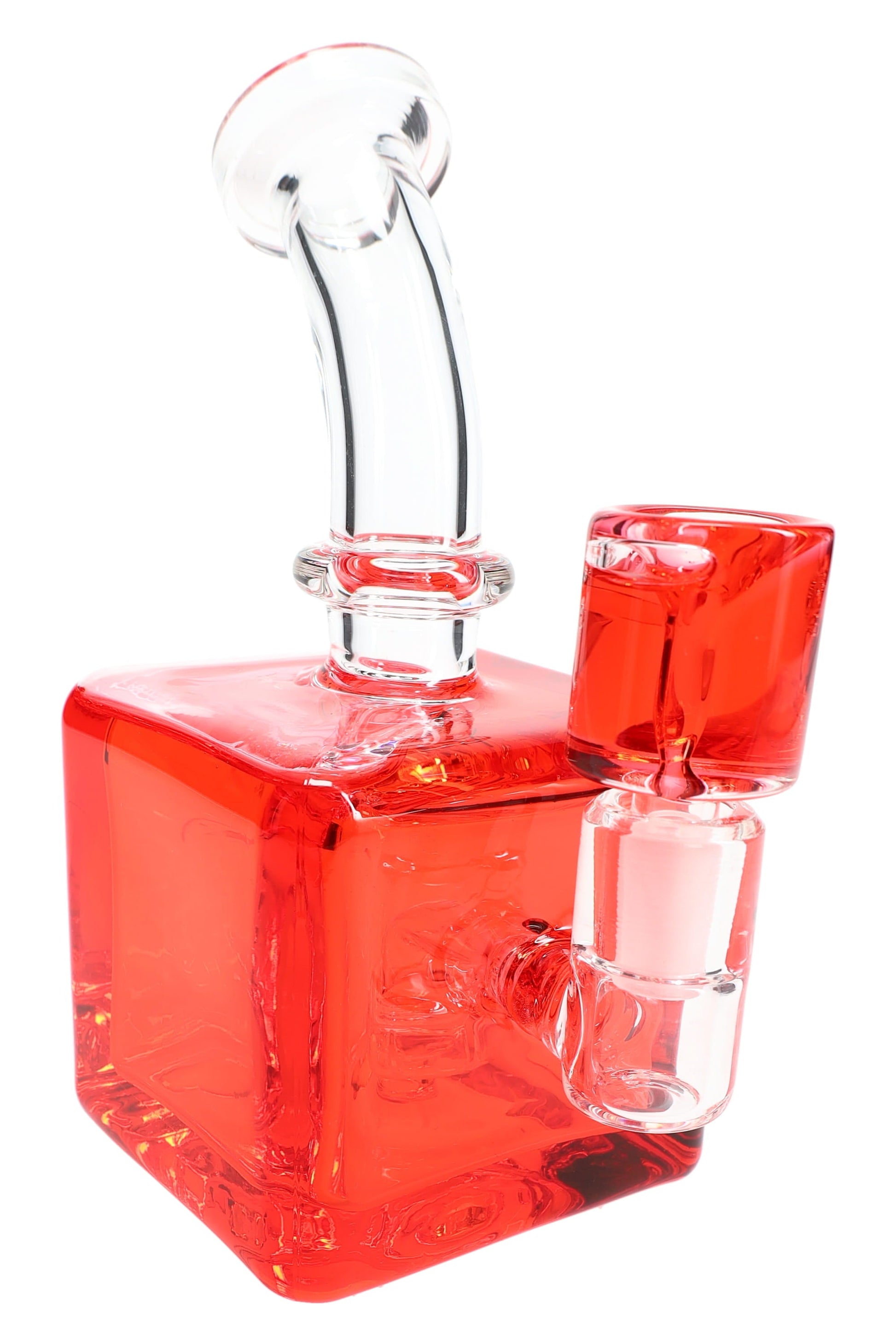 Glass Cube Bong “Chill Box” – Fluid-Filled – Showerhead Perc – 7.5″