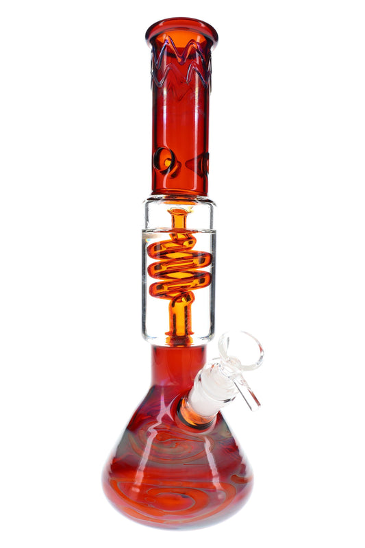 Silver Fumed Beaker Bong “Coil Cruiser” – 12″ – Assorted Colors