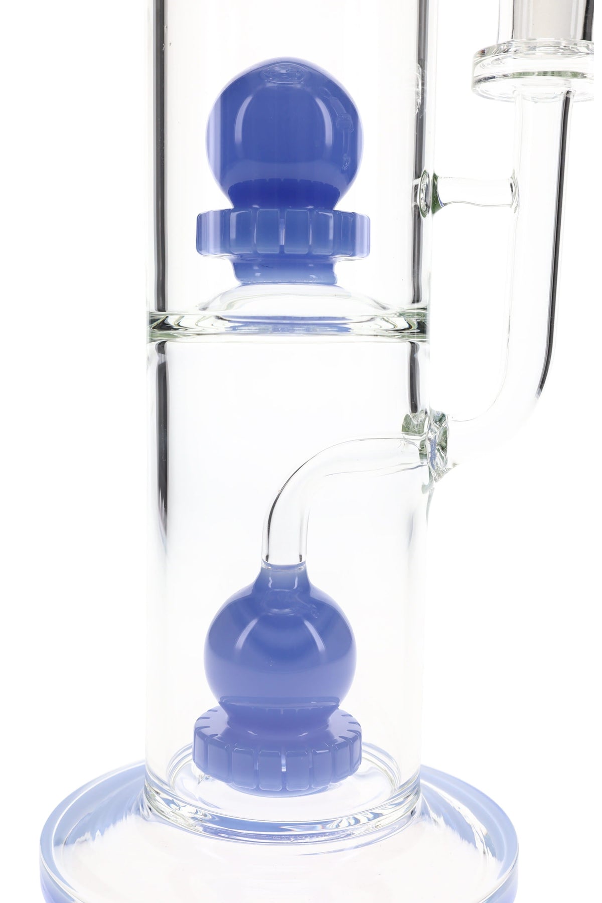 Glass Straight Tube Bong “Double Orbit” – Stereo Sphere Percs – 18″ – Assorted Colors