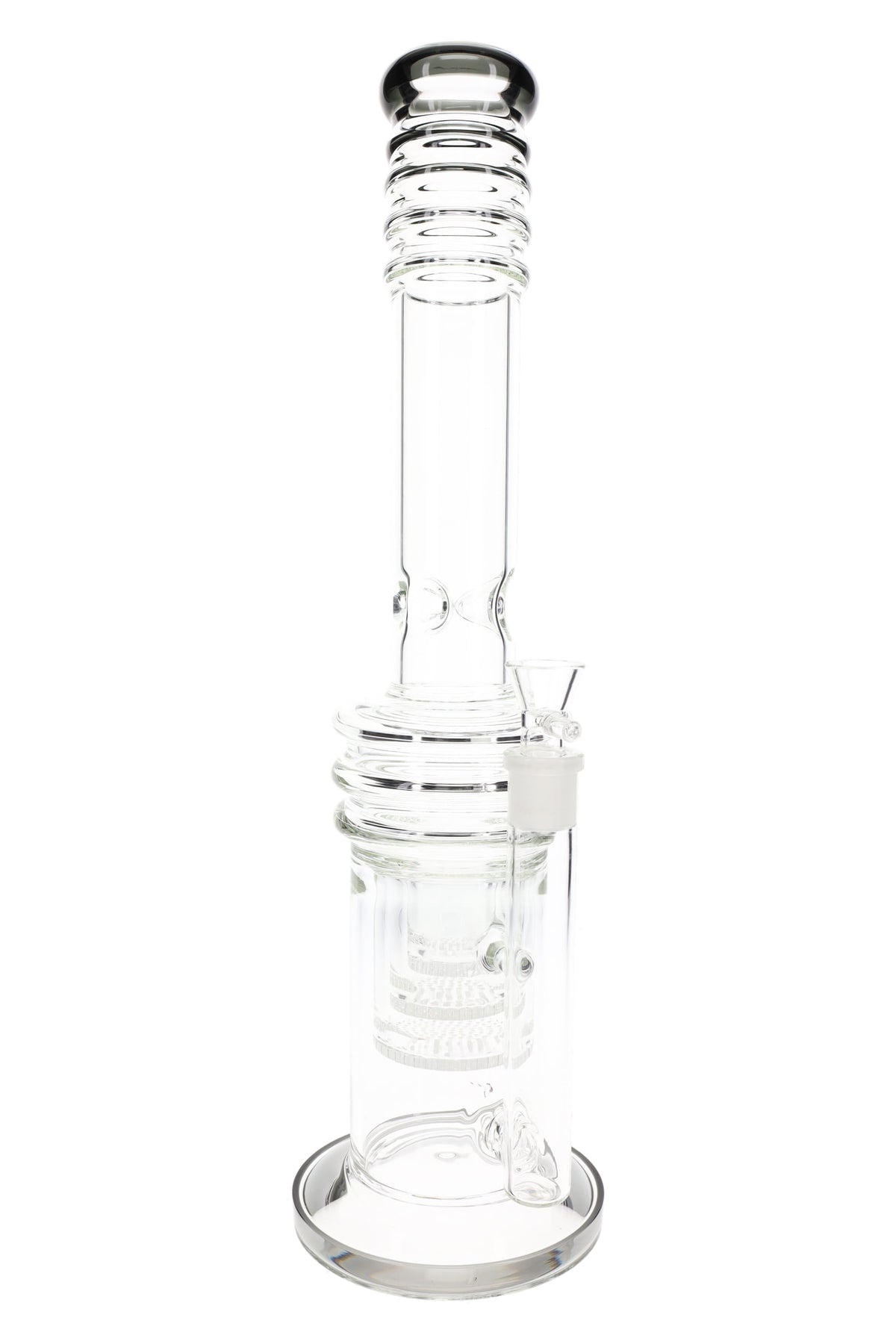 Glass Straight Tube Bong “Rings of Clarity” – Honeycomb Chamber – 18″ – Assorted Colors