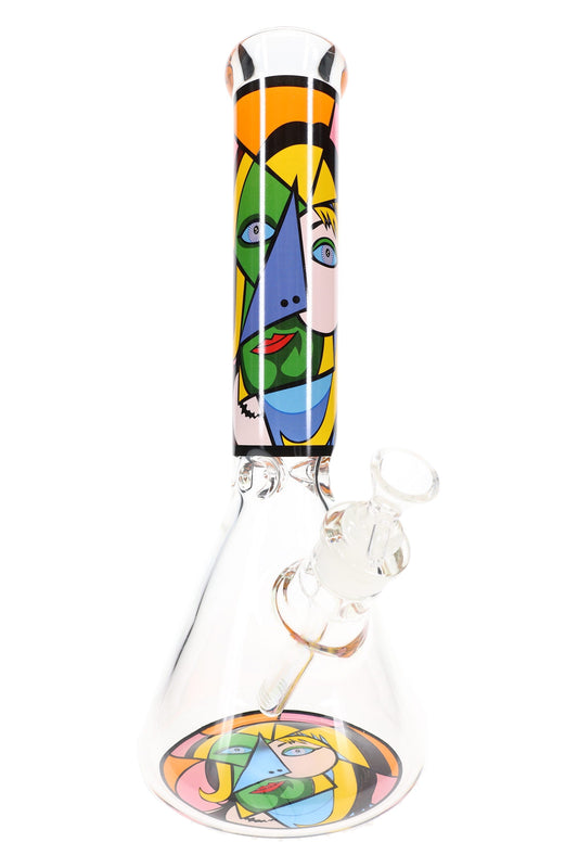 GoG Picasso Mosaic Beaker Bong – 13½″ – Ice Pinch – Assorted