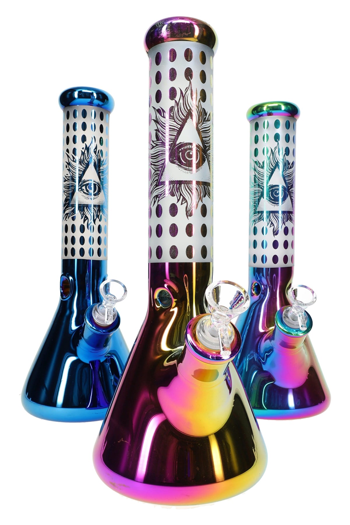 GoG Metallic Frosted Illuminati Beaker Bong – 13½″ – Ice Pinch – Assorted Colors
