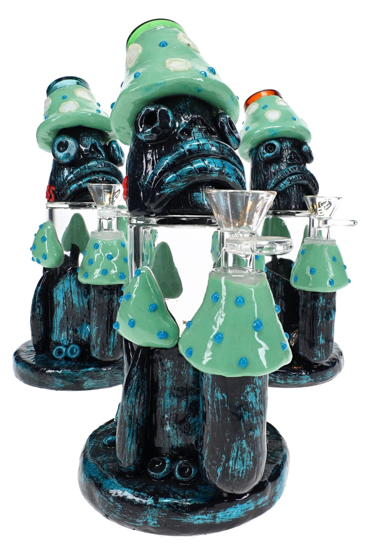 6B Glass Glow-in-the-Dark Mushroom Creature Bong – 8″
