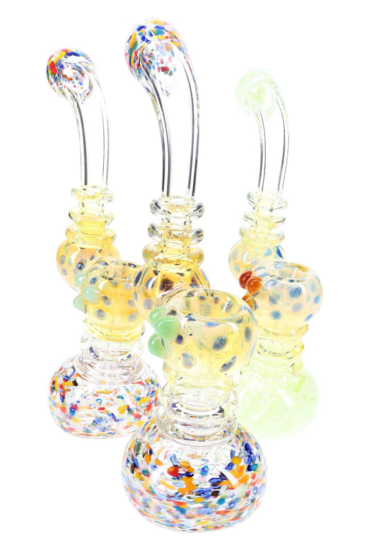 Frit Rings Glass Sherlock Bubbler “Confetti Pop” – 8.5″ – Assorted Colors