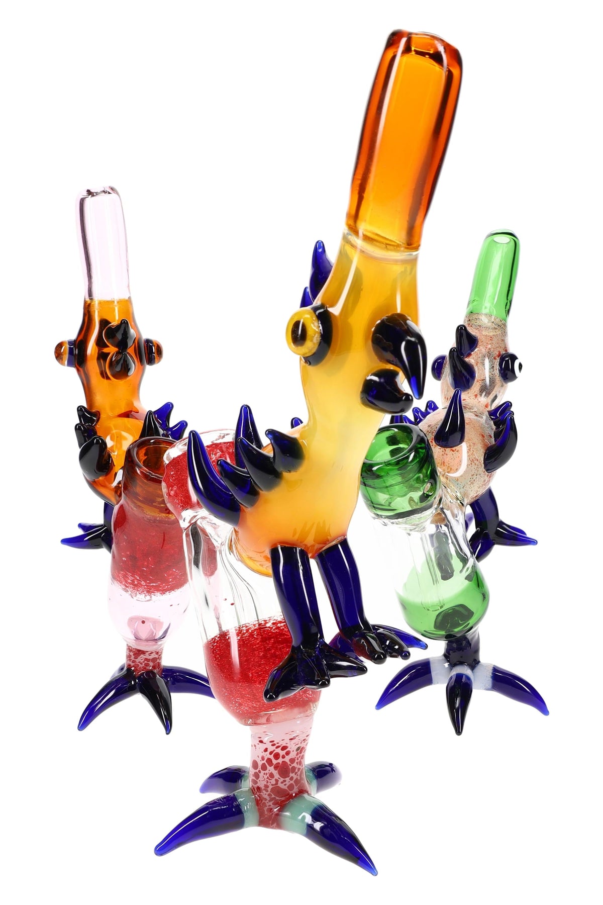 Color-Changing Glass Parrot Bubbler “Talon Tango” – 9″ – Assorted Colors
