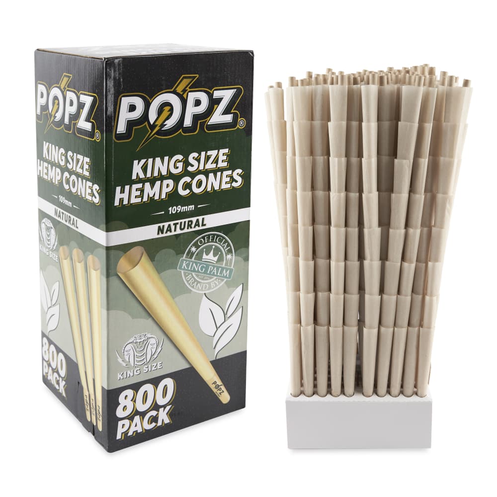 POPZ Hemp Cones King Size Bulk 800ct Box – Natural