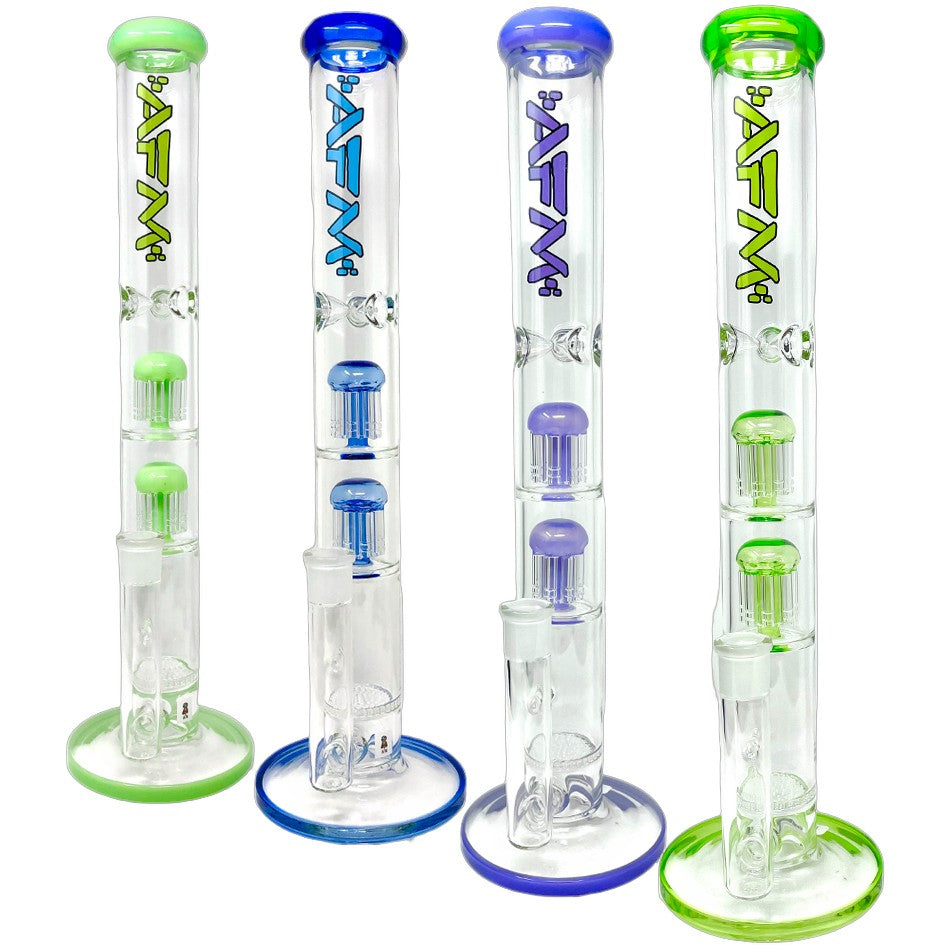18" Ripper Double Arm Perc Glass Straight Tube Bong