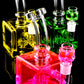 Glass Cube Bong “Chill Box” – Fluid-Filled – Showerhead Perc – 7.5″