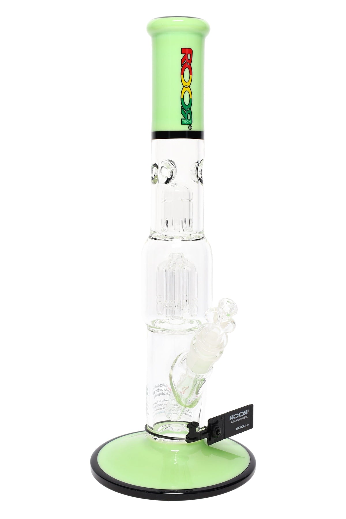 ROOR Tech 15" Multicolor Straight Tube Bong with Tree Perc – Glass-on-Glass