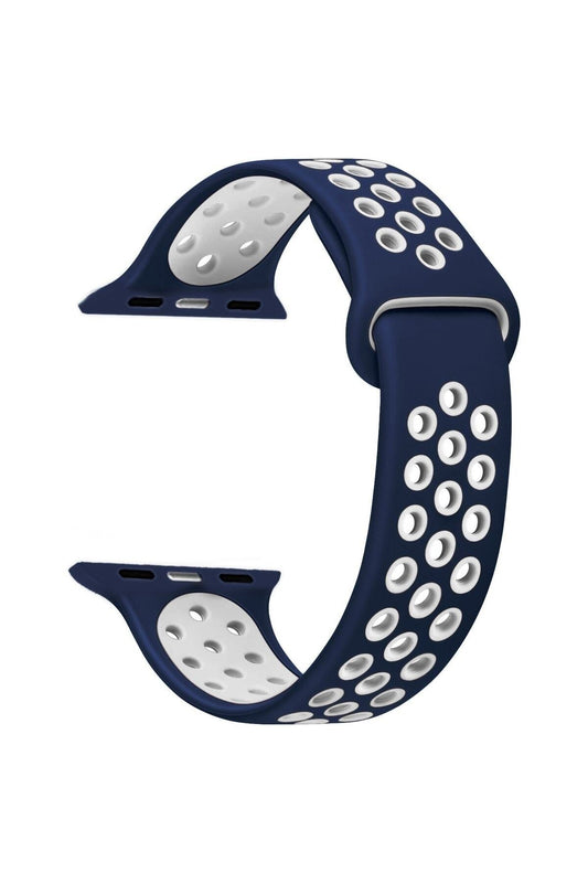 Apple Watch Series 8 45mm Strap, Perforated, Dual-Color Silicone, Navy Blue