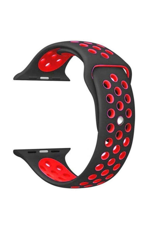 Apple Watch Ultra Strap with Perforated Dual-Color Silicone, Burgundy
