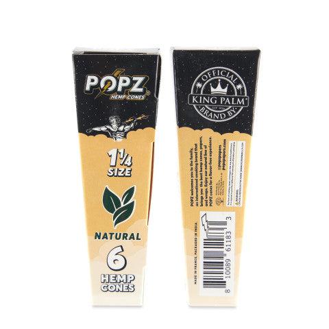POPZ Hemp Cones 6pk 1 ¼ Size 30ct Display – Natural