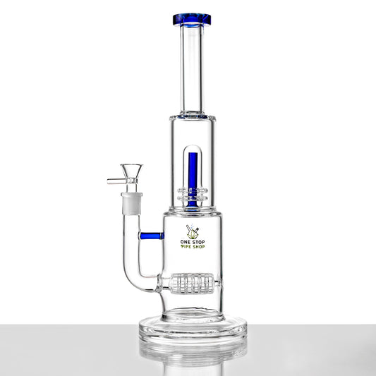 13” Thick Glass 2 Perc Bong w/ UFO Perc & Barrel Inline Perc - East Loud