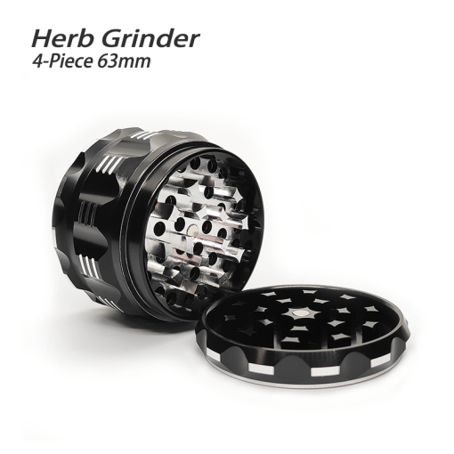 Waxmaid 4-Piece Polygon Herb Grinder Black 63mm - East Loud