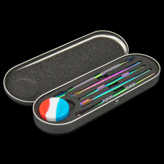 Iridescent Titanium Dabber Set with Silicone Dish and Case - East Loud