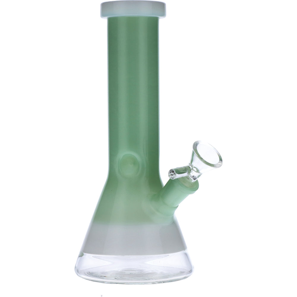 Beaker Water Pipe w/White Rings-Mint Green-8in - view 5