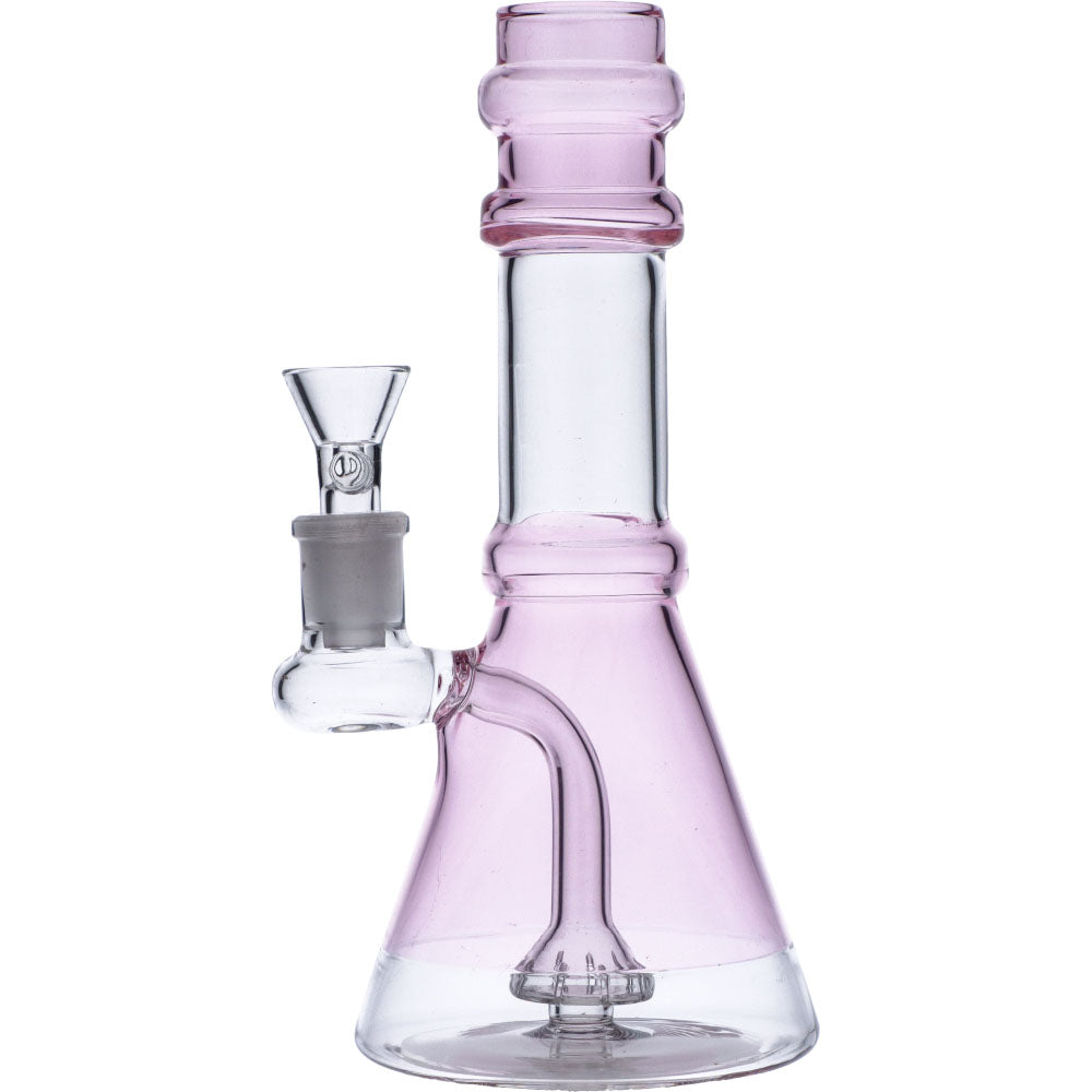 Water Pipe w/Transparent Neck w/Bowl & Quartz-Transparent Pink-8in - view 2