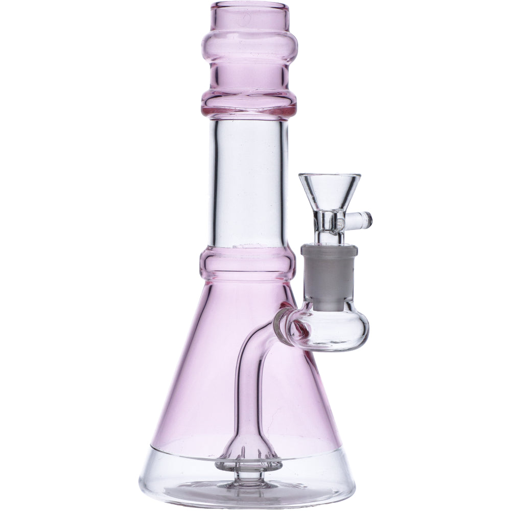Water Pipe w/Transparent Neck w/Bowl & Quartz-Transparent Pink-8in - view 5