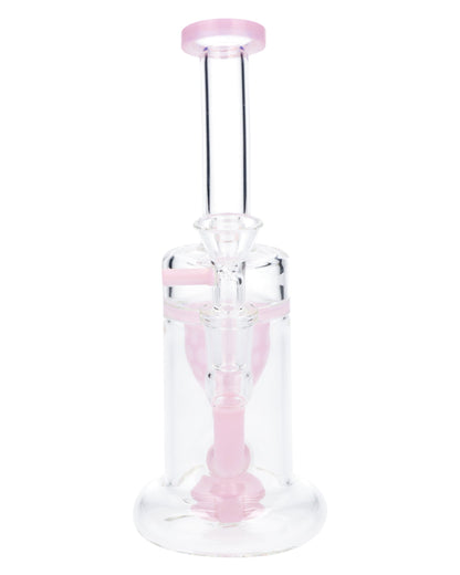 Bent Neck Water Pipe w/Bowl & Quartz-Milky Pink-8 in(RCL-S-025MP) - East Loud