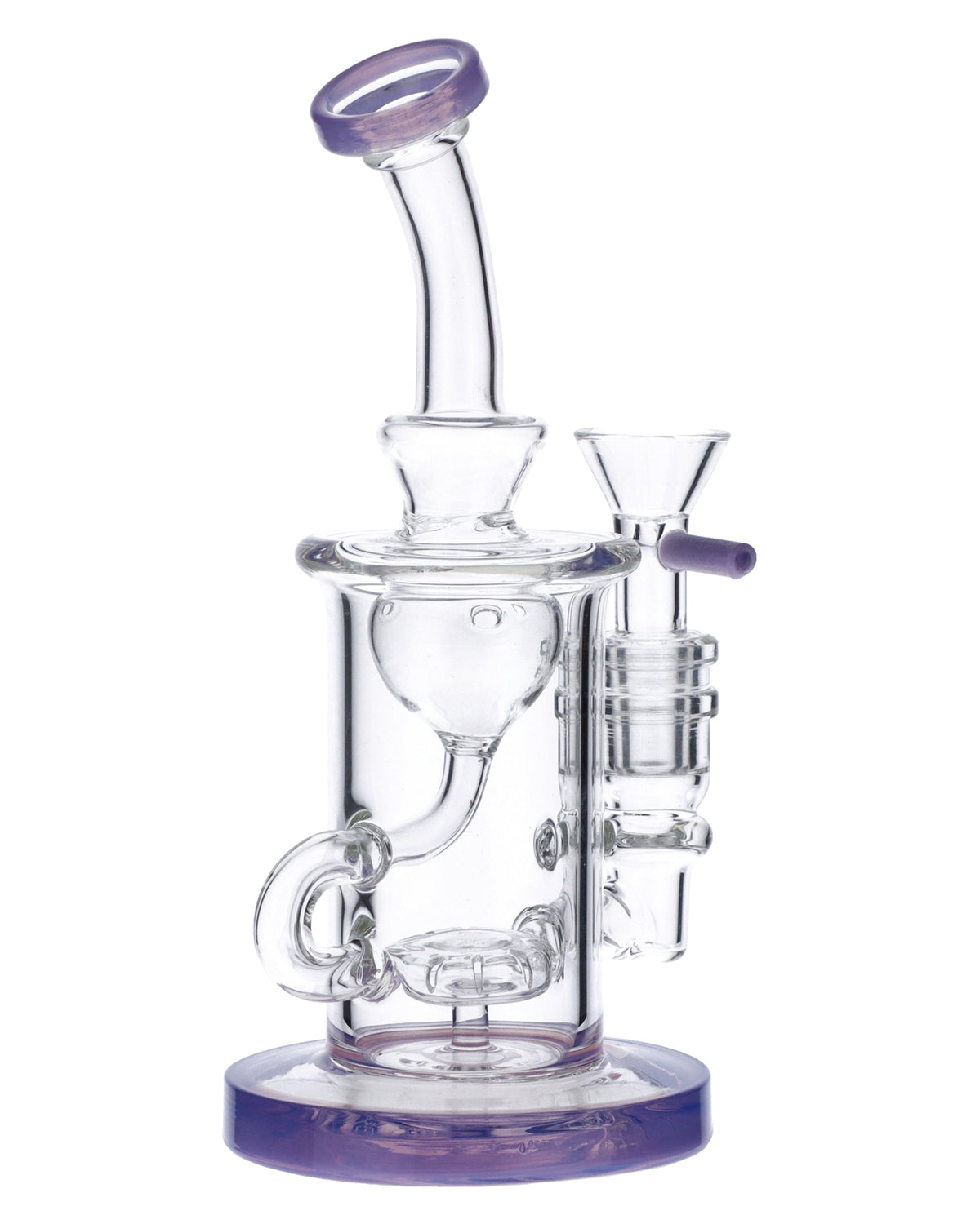 Bent Neck Water Pipe w/Bowl & Quartz-Milky Purple-7in(RCL-S-026MPP) - view 3