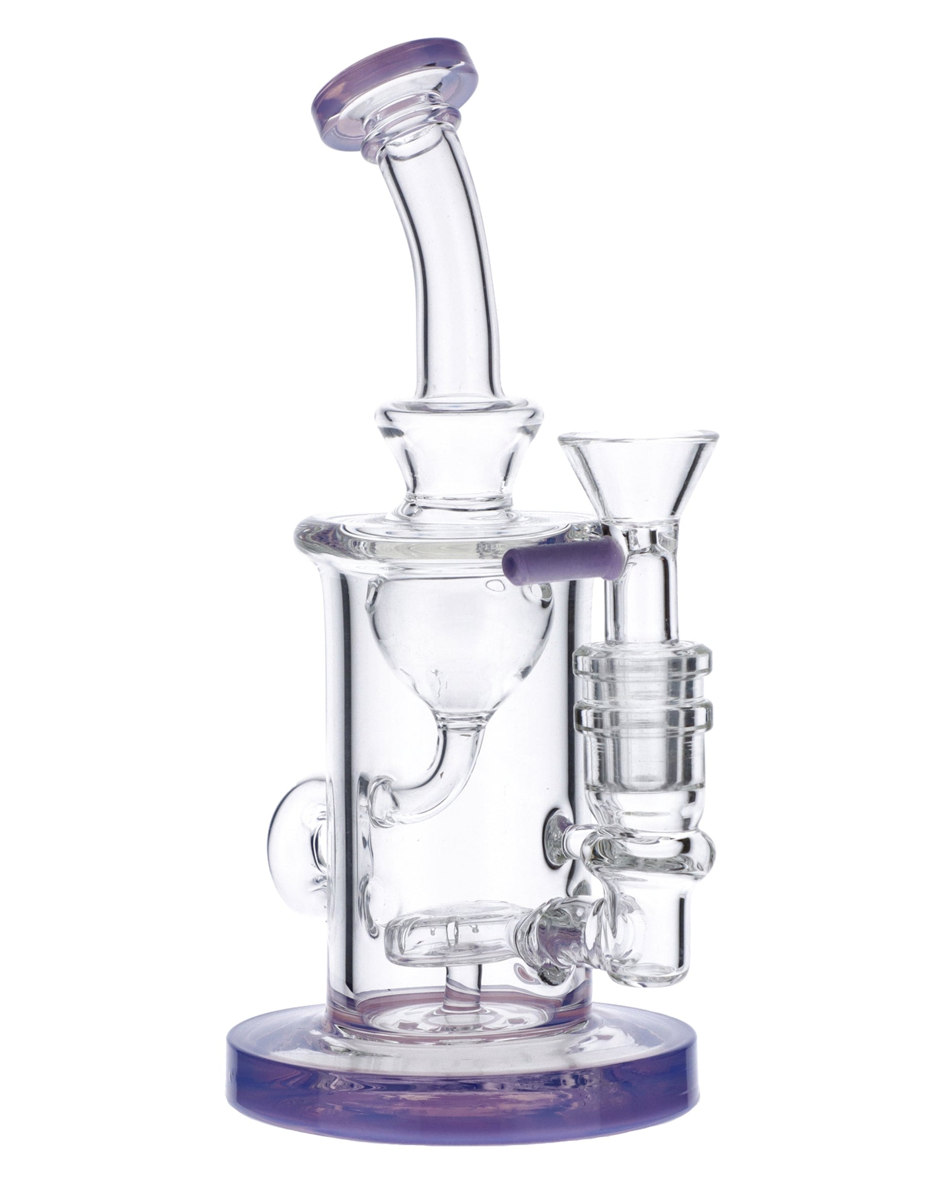 Bent Neck Water Pipe w/Bowl & Quartz-Milky Purple-7in(RCL-S-026MPP) - view 2