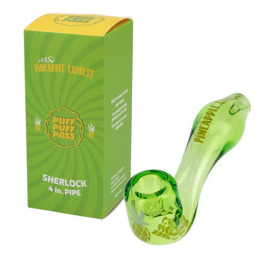 Puff Puff Pass Strain Pineapple Express Sherlock Pipe Green 4 in. - East Loud