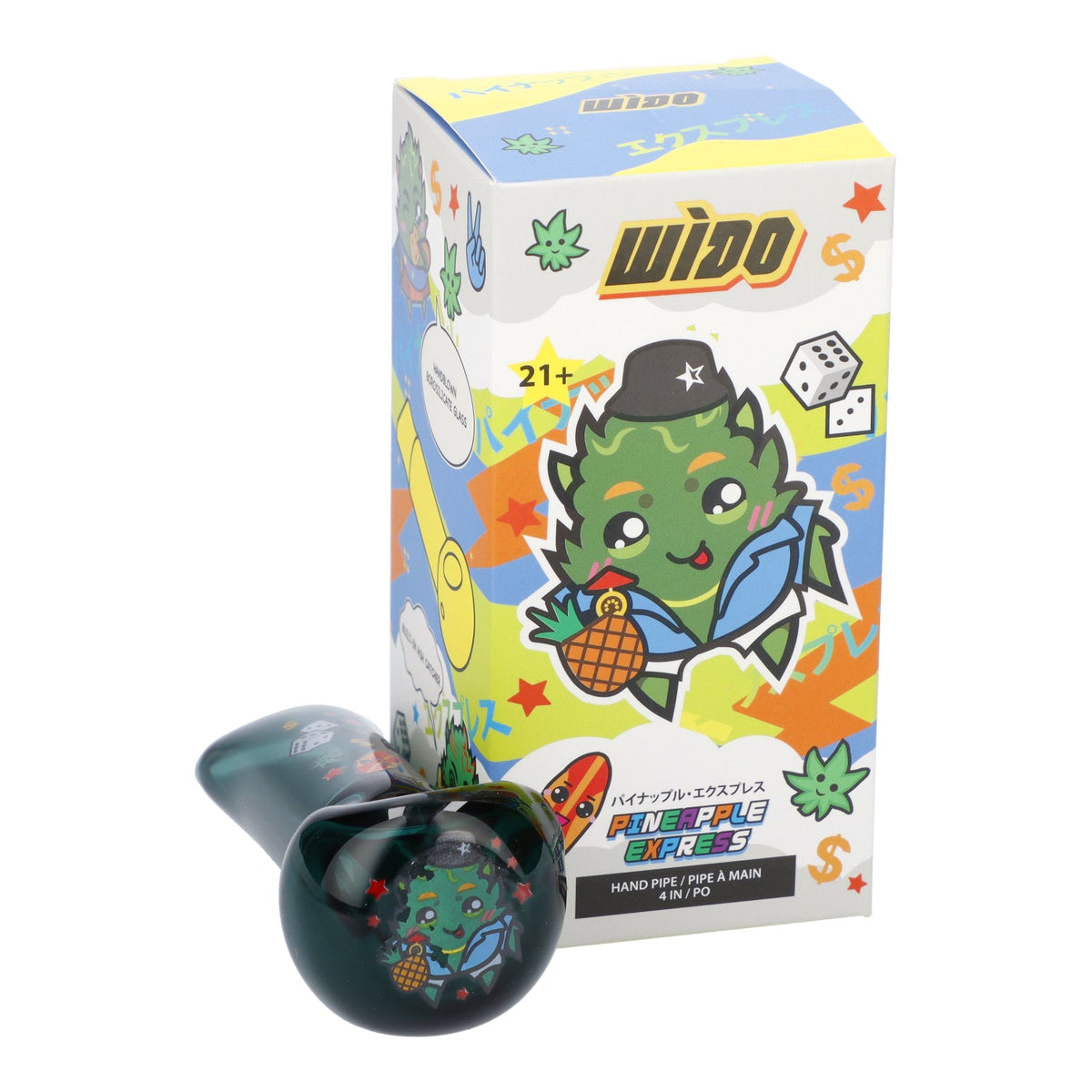 4" Pineapple Express Hand Pipe - Transparent Teal - view 7