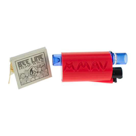 One hitter/Chillum 3D holder with hemp wick and lighter - East Loud