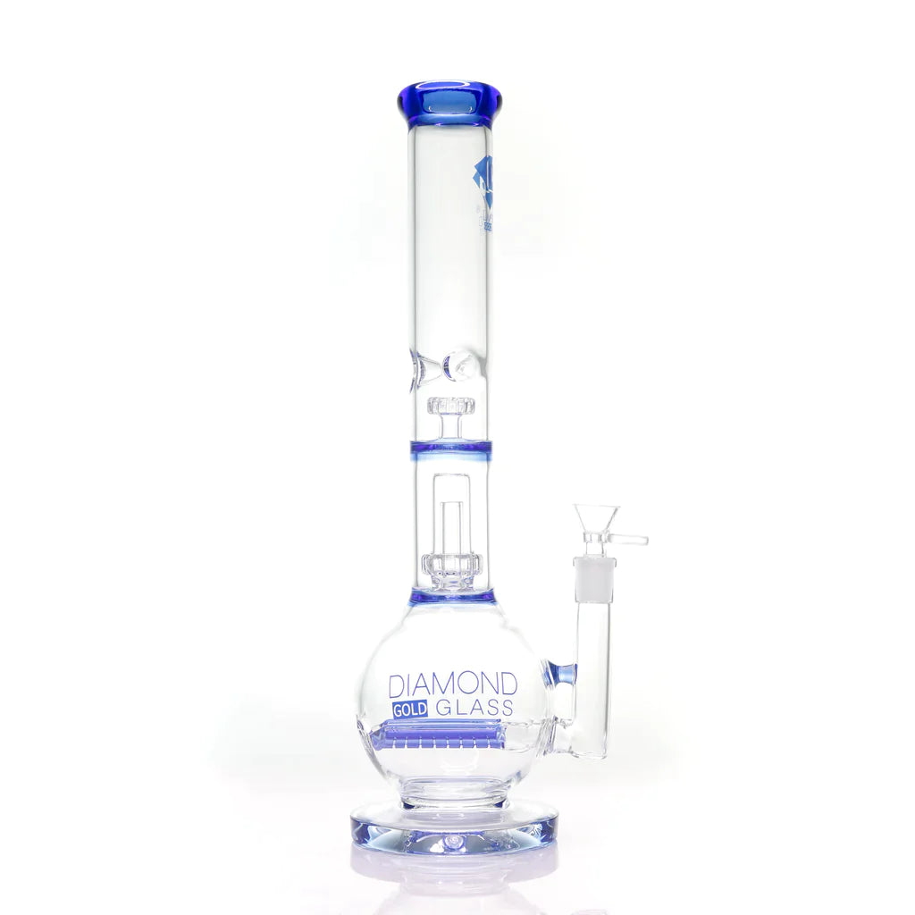 Diamond Glass 16 Inch Bong with Triple Percs