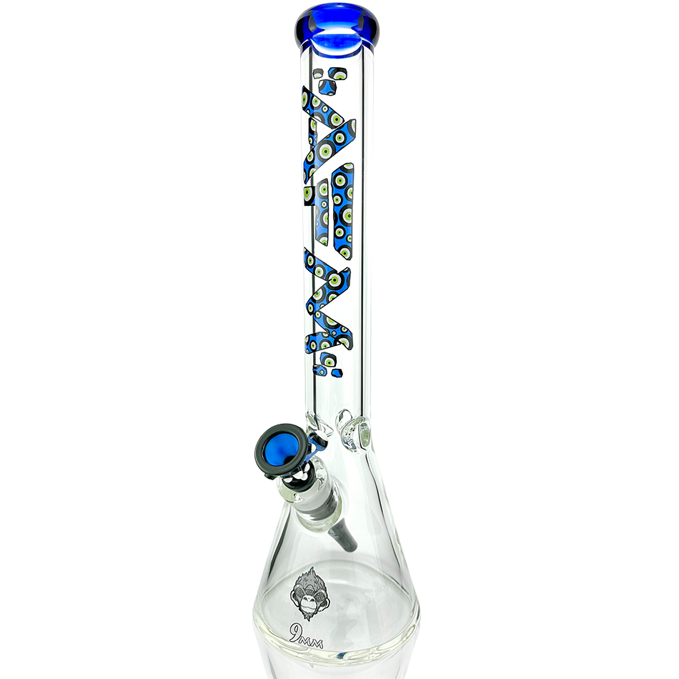 18" Evil Eye Clear Glass Beaker Bong Bundle - East Loud