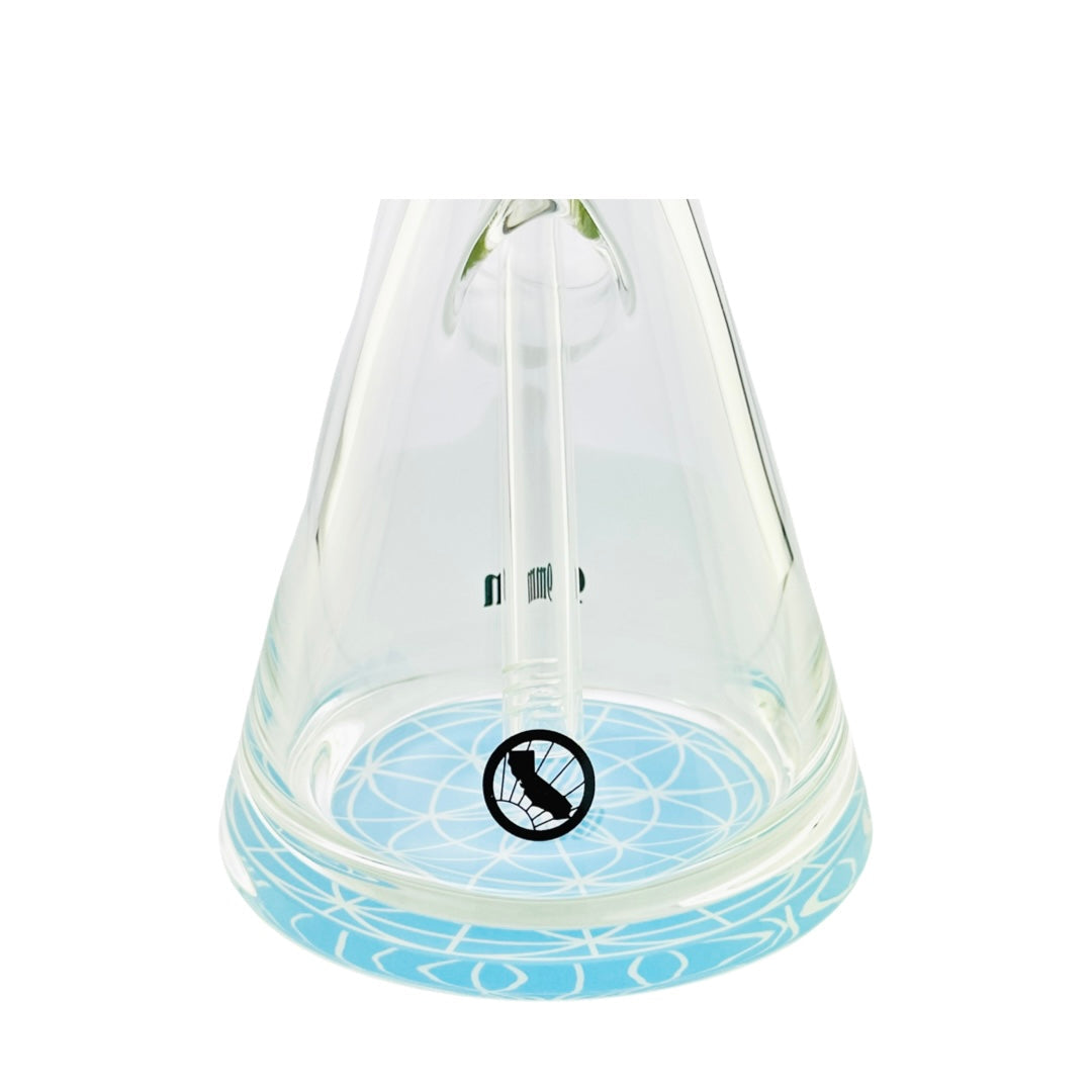 18" X 9mm Baby Blue Mandala Beaker Bong (Seed of Life)