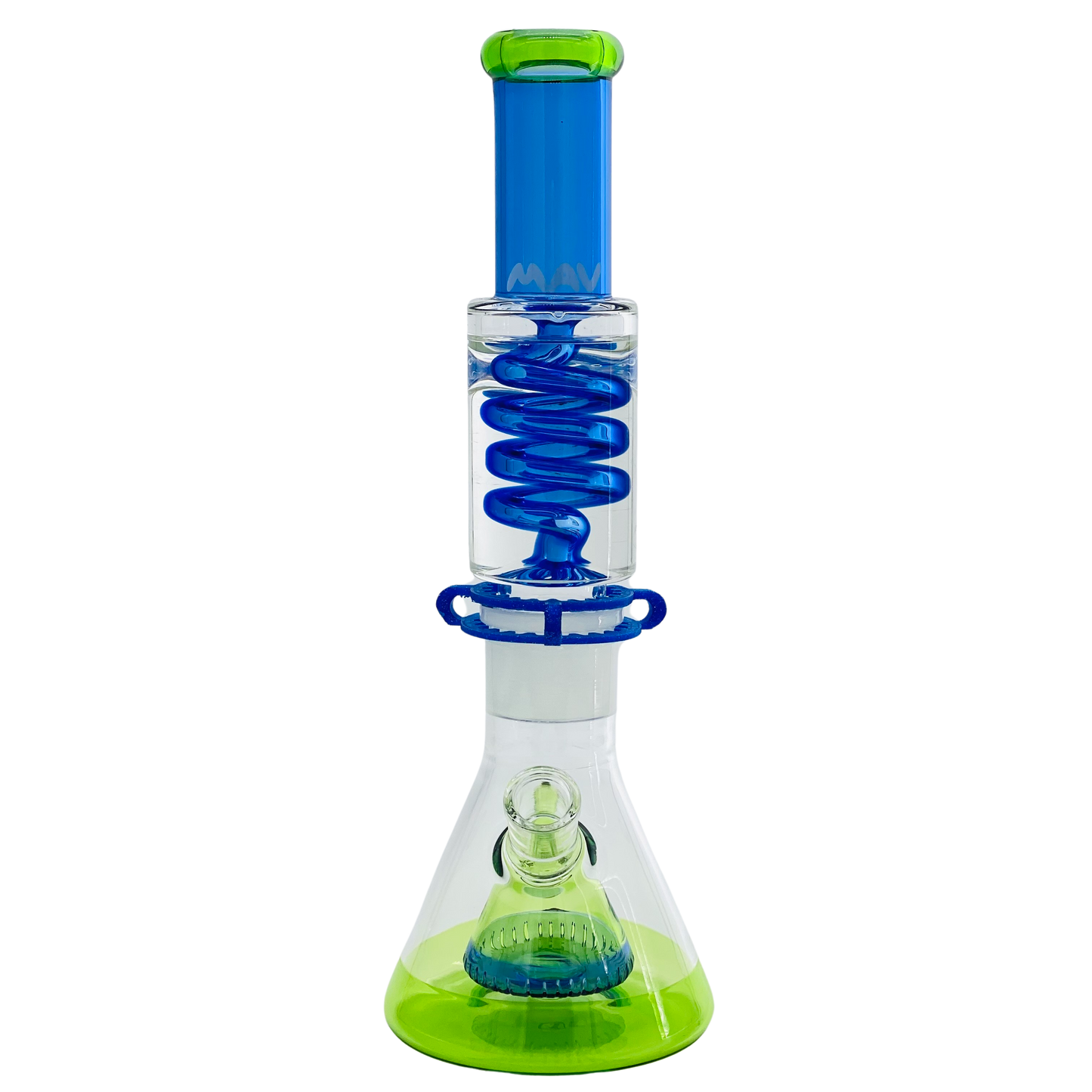 Transparent Blue and Ooze Slitted Pyramid Beaker Freezable Coil System - East Loud