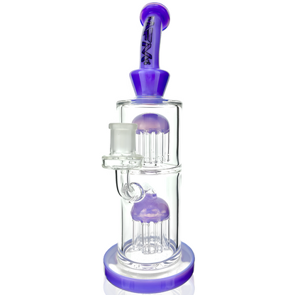 11" Double Tower Tree Colored Glass Dab Rig