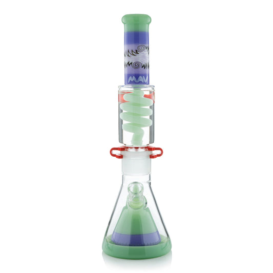 Reversal Wig Wag Seafoam and Purple Slitted Pyramid Beaker Freezable Coil System - East Loud