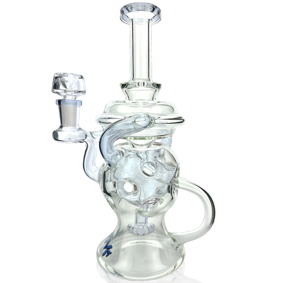 9" Swiss Color Glass Recycler Dab Rig - view 2