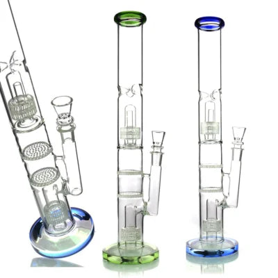 18 Inch Straight Tube Bong w/ Double Matrix & Double Honeycomb Percs - East Loud