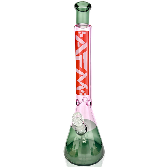 18" Red Label Quasar Glass Beaker Bong - Pink/Smokey - East Loud