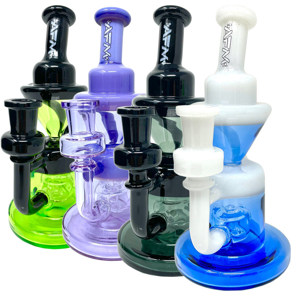 8" Lilac Full Color Glass Recycler Dab Rig