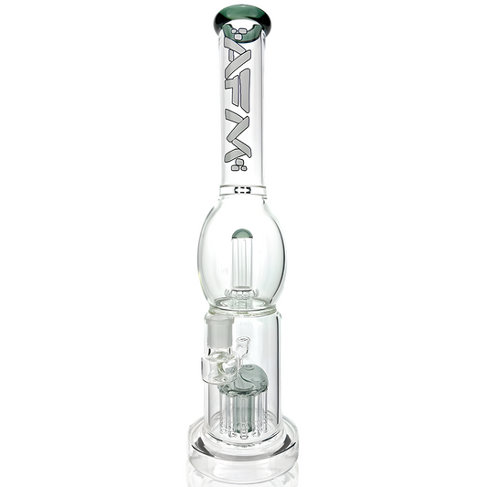 16" UFO Arm Double Perc Glass Straight Tube Bong - East Loud