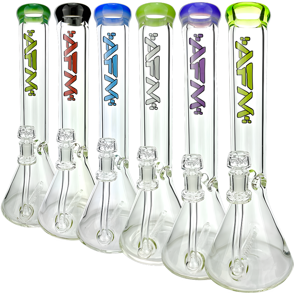 13" Inline Perc Colored Lip 9mm Glass Beaker Bong - view 8