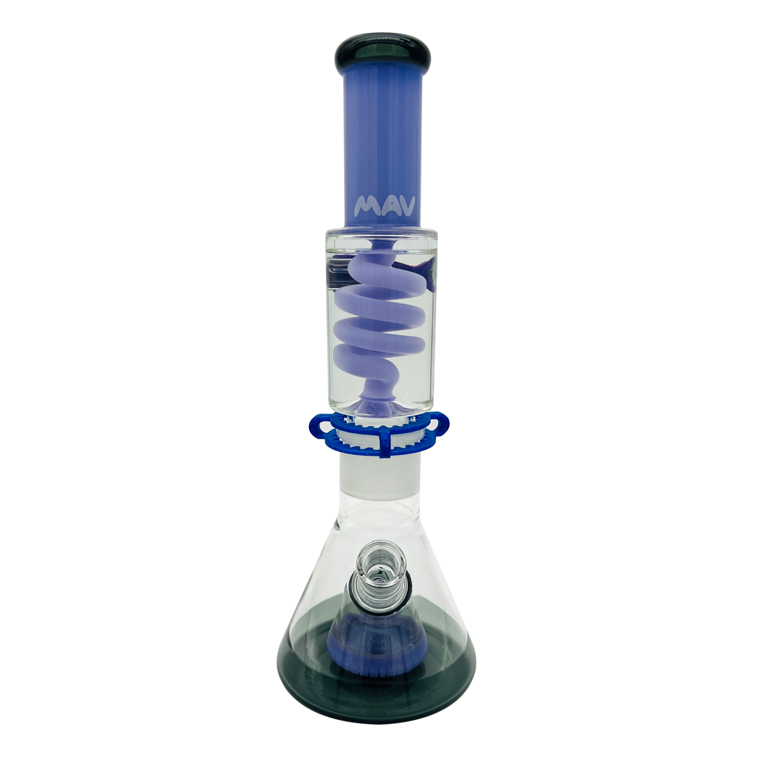Purple and Transparent Black Slitted Pyramid Beaker Freezable Coil System - East Loud