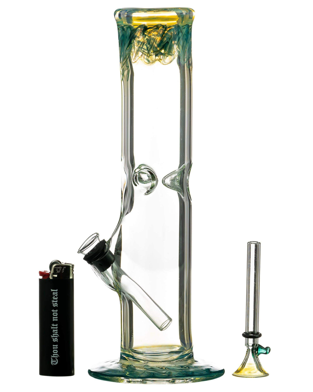 10" Straight Tube with Raked Colored Glass Accents - view 5