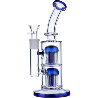 11" Bent Neck Double Tree Perc Water Pipe - East Loud
