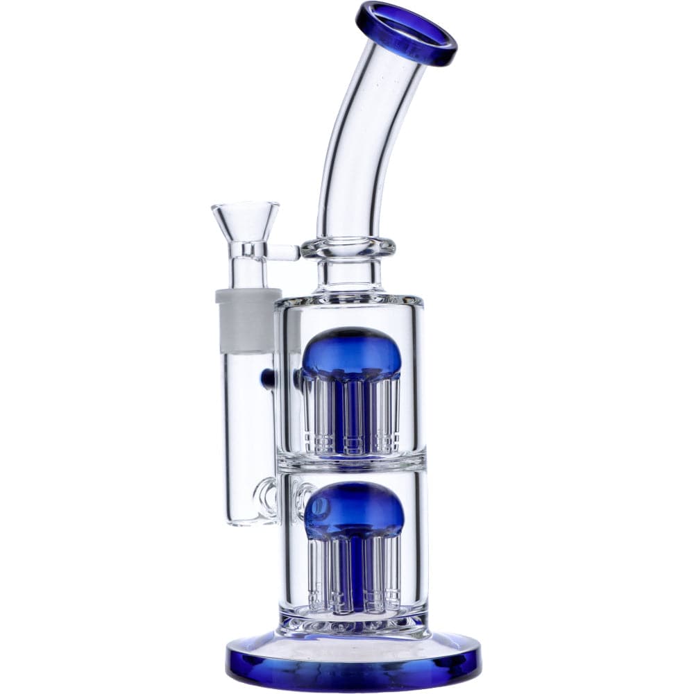 11" Bent Neck Double Tree Perc Water Pipe - view 3