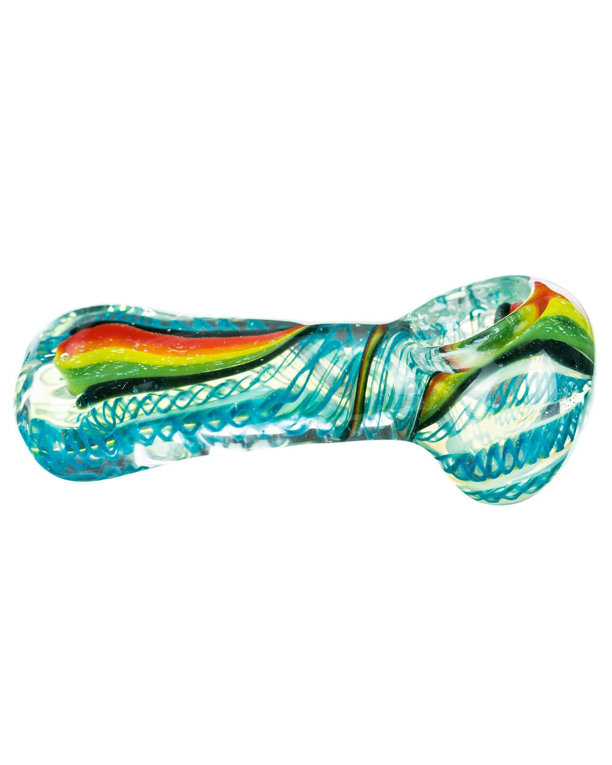 Flat Mouth Rasta Swirl Spoon Pipe - view 6