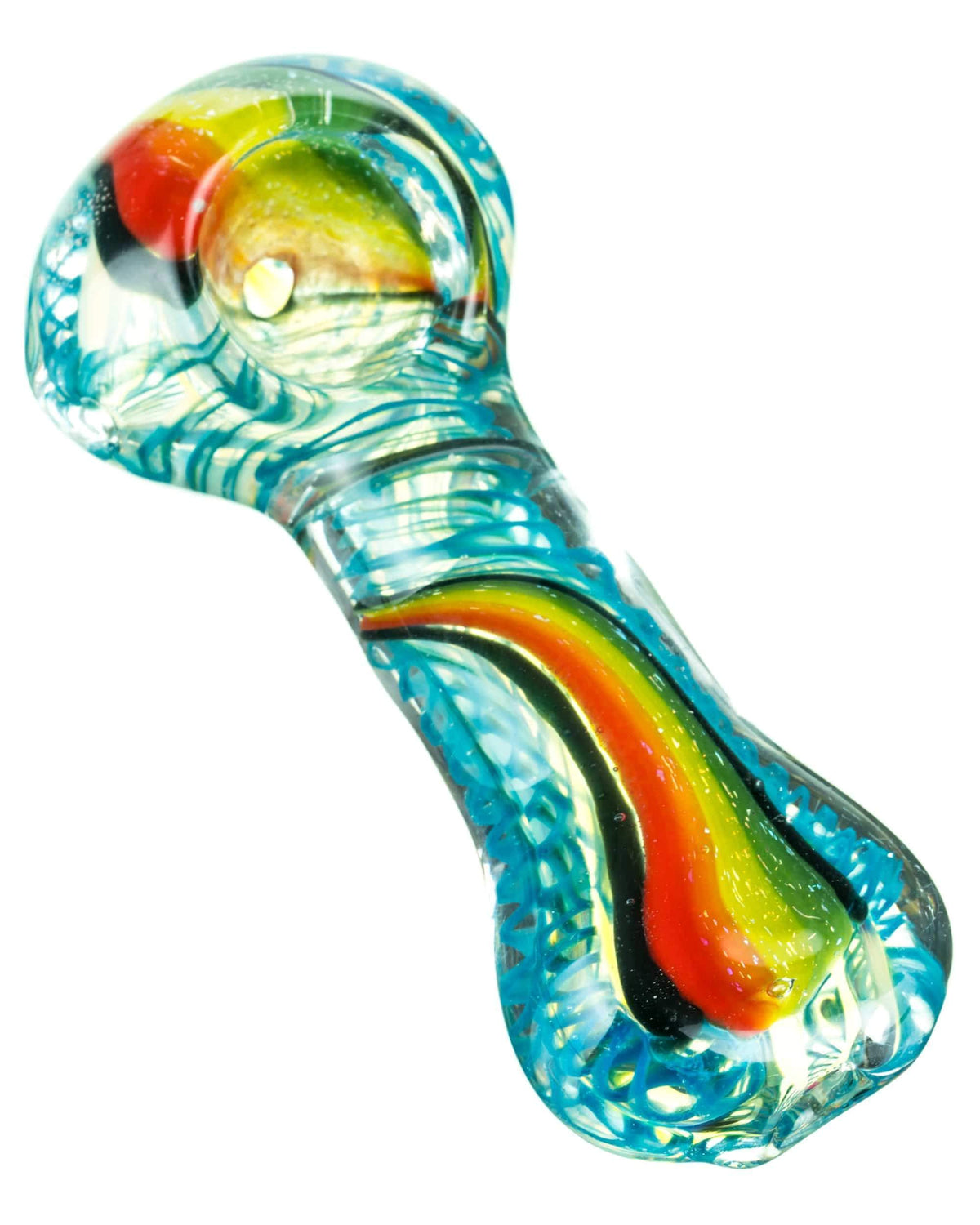 Flat Mouth Rasta Swirl Spoon Pipe - view 3