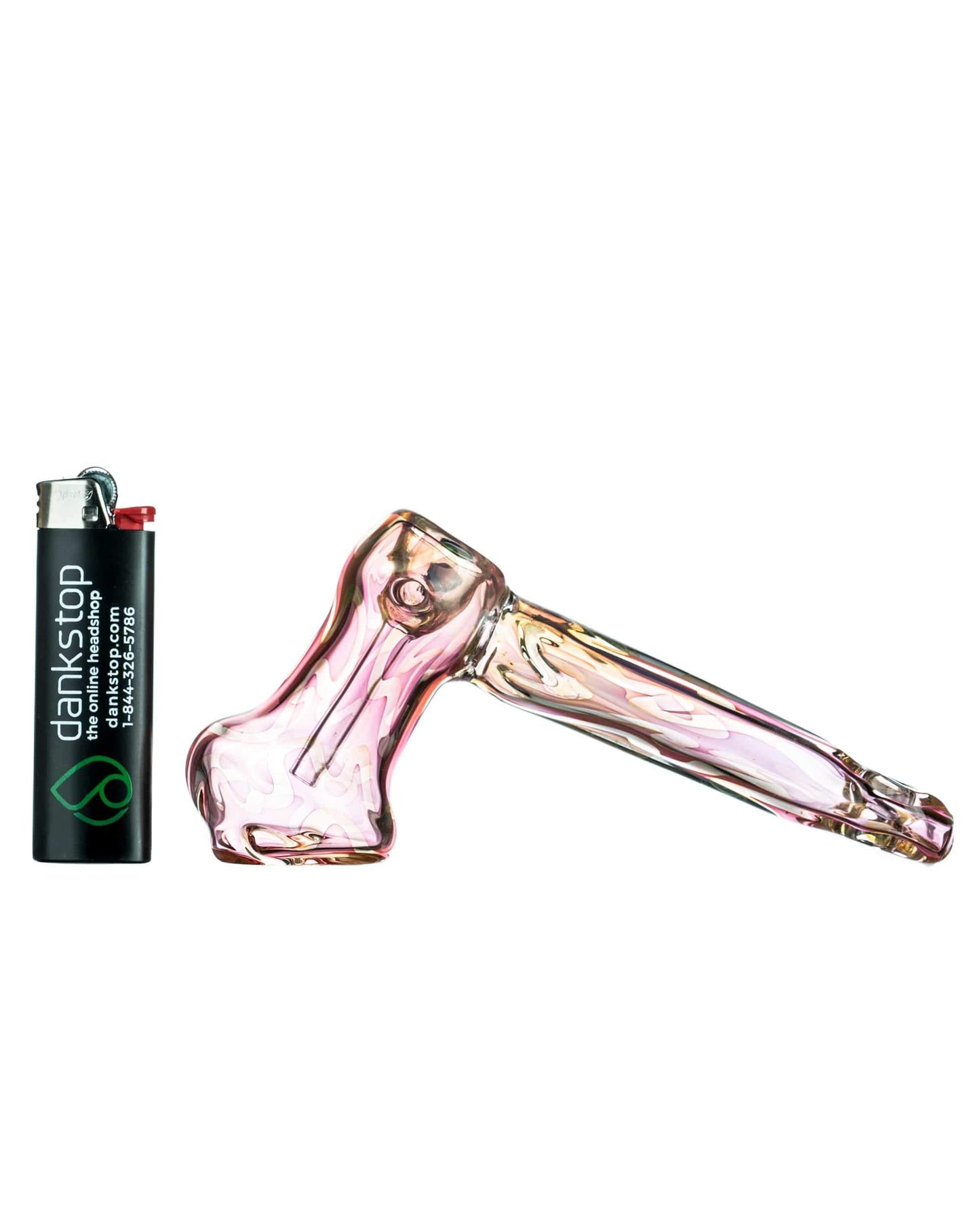 Fumed Hammer Bubbler with Pink Highlights