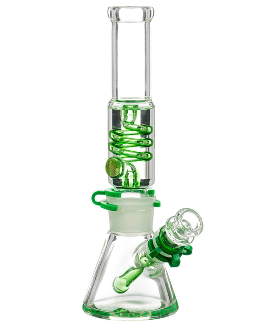 Glycerin Coil Beaker Bong with Gold Accents - East Loud
